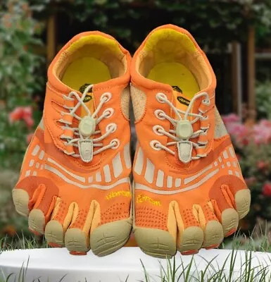 Vibram FiveFingers Size 37 US 6.5 7 Orang Barefoot Running Shoes W3735 Hook Loop • $34.99