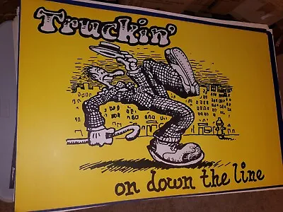 TRUCKIN' ON DOWN THE LINE VINTAGE 1970's BLACKLIGHT POSTER -Yellow R CRUMB • $85.37