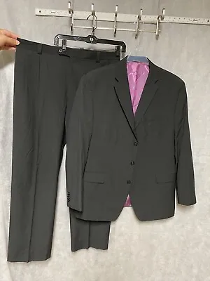 Sean John Men 3 Button Suit 46R Gray Micro-Stripe Traveler Pant 38 X 31.5 Luxury • $61.61