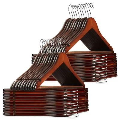 40 Walnut Wooden Suit Hangers For Coats Jackets Shirts Skirts • $32.95