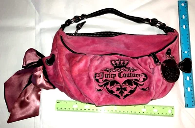 $88 • Buy Y2K VINTAGE JUICY COUTURE ROYAL JUICY Pink Velvet Plush Handbag
