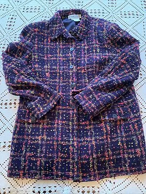 CARLISLE Vintage Purple Boucle Tweed Wool Blend Jacket Button Up Womens Sz US 18 • $35.69