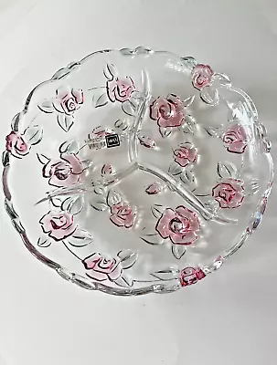 MIKASA Bella Rosa Pink Frost Divided Platter 13 1/4  Made In Germany NWT • $25.99