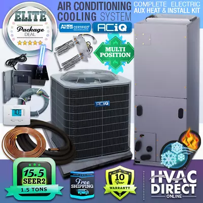 1.5 Ton Central Air Conditioner Split AC System & 10kW Install Kit - 15.5 SEER2 • $2670