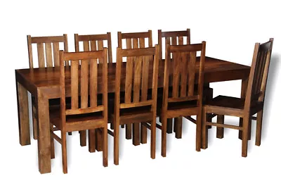 Solid Mango Wood Dakota 220cm Dining Table & 8 Dakota Chairs New Furniture • £1174.95