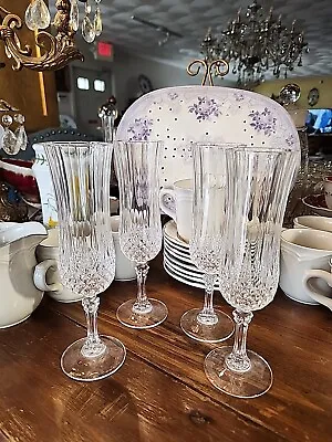 Vintage Fluted Crystal Champagne Glass Cristal D Arques Longchamp Pattern... • $8.99