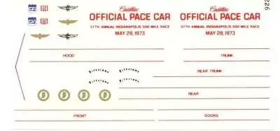 Fred Cady 226 73 Cadillac Indianapolis 500 Pace Car Decal • $9.75