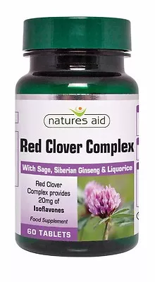 Natures Aid Red Clover Complex With Sage Siberian Ginseng & Liquorice 60 Tabs  • £11.99