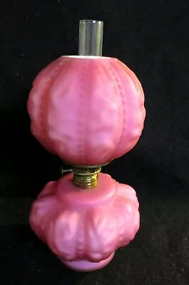 Lovely Vtg.  Miniature Fenton L. G. Wright Pink Satin Cased  Glass Oil Lamp • $129.99