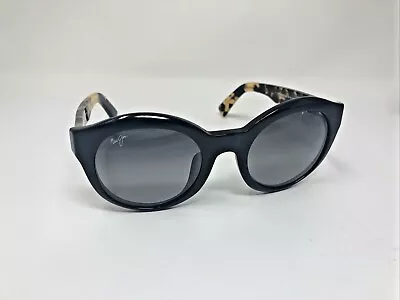 Maui Jim Sunglasses 738-02B Jasmine Women Round Black Gray Polarized Lens 2102 • $76