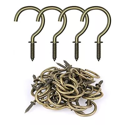 RELBRO 50 Pcs Screw Hooks 1-1/4 Inch Bronze Cup Hooks Screw In Mug Hooks Metal • $11.99