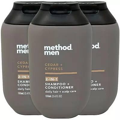 Method Men 2-In-1 Shampoo Plus Conditioner Cedar And Cypress 3.4 Oz Pack Of 3 • $10.10