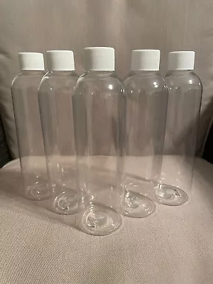 250ml Clear Empty PET Plastic Tall  Bottles With White Screw Top PACK Of 5 • £5.95