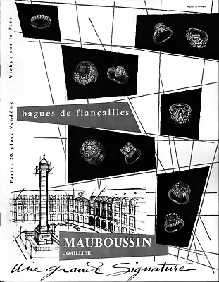 ▬► Jewels Watch MAUBOUSSIN Vendôme Original French Print Ad 1959 • $3.21