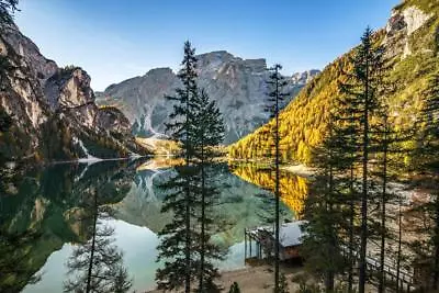 Braies Lake Dolomite Alps Italy Europe Photo Art Print Poster 24x36 Inch • $14.98