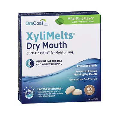 OraCoat XyliMelts Dry Mouth Stick-On Melts Mild-Mint 40 Melts By Oracoat • $40.80