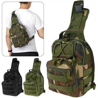 Mens Backpack Tactical Sling Shoulder Bag Molle Travel Chest Pack Outdoor Hiking • $11.72