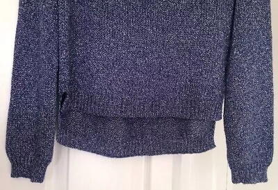 NWOT DIVIDED Blue Stretch Sparkle Long Sleeve Jumper Back Neck Zip Size EUR 32 • £6.38