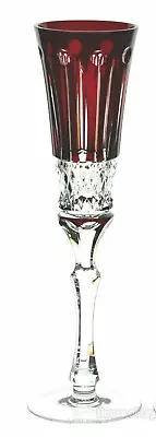 1 Faberge Xenia Ruby Red Cut To Clear Crystal Champagne Wine Flute No Box • $135