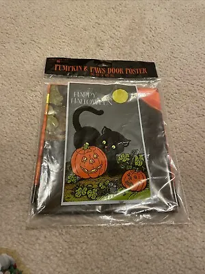 Pumpkin & Paws Door Poster 36” X  65” Vintage Plastic American Greetings NEW! • $14.99