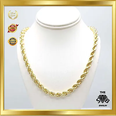 10K Yellow Real Gold 1mm-12mm Diamond Cut Rope Chain 14 -30  Necklace BRAND NEW • $1127.91