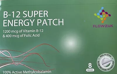 Vitamin B12 Energy Patch & Folic Acid 1200mcg  400mc 8 Super Transdermal Patches • £3.99