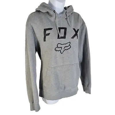 Fox Racing Gray Pullover Drawstring Hoodie Womens Large Big Logo • $29.02