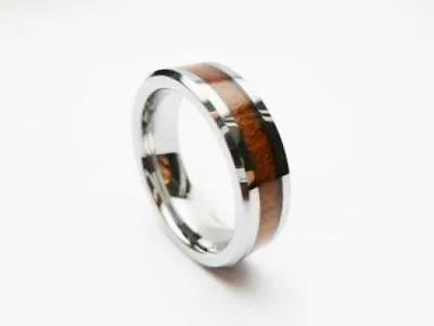 Hawaiian Men's Koa Wood Setting Tungsten Wedding Ring Band 6mm Ring  #37102-34 • $22.99