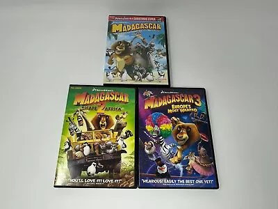 Madagascar Movie DVD Trilogy Set Lot Of 3 Escape 2 Africa Europes Most Wanted • $15.99