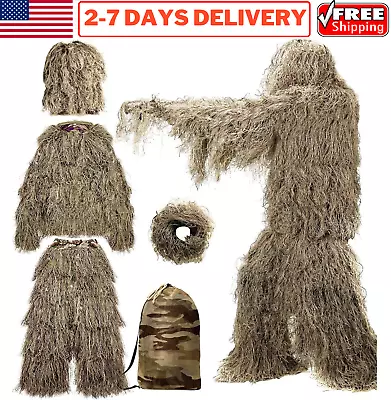 3D Ghillie Suit Men Tactical Clothes Woodland Camouflage Jungle Camo Hunting Set • $75.99