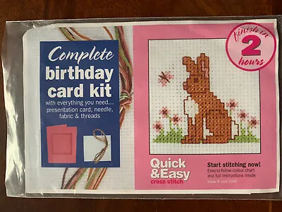 Bunny Rabbit Vintage Easter Birthday Cross Stitch Card Kit • £2.49