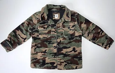 Baby Gap Kid's Camo Jacket 2 Yrs Corduroy Button Up Green Collared Pockets • $15.99