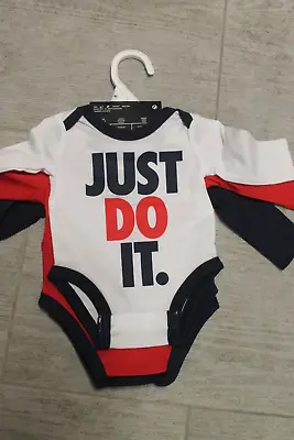Nike Baby Boys Set 3 Pieces Boys 0 - 3 Months Set Blue White Red Romper • £30.12