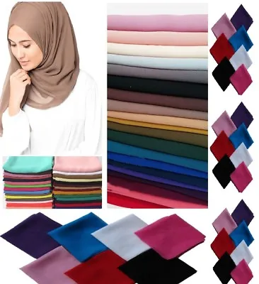 £4.50 • Buy NEW Exclusive Chiffon Scarf Hijab High Quality Sarong Shawl Wrap Plain Georgette