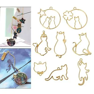 £6.47 • Buy Cute Cat Open Bezel Pendants Frame Resin Molds For Jewelry Findings