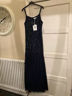 Maya Deluxe Fishtail Maxi Dress Evening Gown Navy UK 12 NWT. RRP £130 Sequined • £49