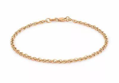  9ct Rose Gold 40 Diamond Cut Prince Of Wales Chain Bracelet 18cm/7   • £55.99