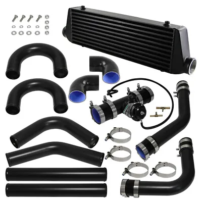 Universal DIY Intercooler + 2.5  63mm Aluminum Piping + BOV Black Hoses Kit • $308.75