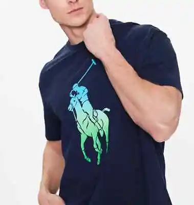 Genuine Polo Ralph Lauren Ombre Big Pony T-Shirt / Tee In Navy Blue • $48.50