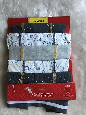 MARKS AND SPENCER Boys Christmas 5 Cotton Trunks/ Pants With Stretch 7 - 8 Years • £7.99