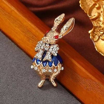 High-end Personality Blue Enamel Bunny Brooch Luxury Cute Rabbit Easter Pin • $6.89