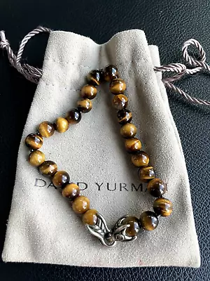 David Yurman Tiger Eye Spiritual Bead Bracelet With Silver Wave Bead 8.5in • $249