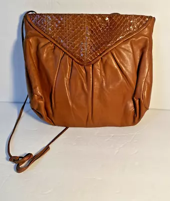 Vintage Morris Moskowitz Cognac Brown Genuine Snakeskin Shoulder  Clutch Bag • $22.50