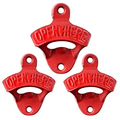 Red Cast Iron Beer Bottle Opener Wall Mounted Bottle Cap Opener For Man Cave ... • $15.16