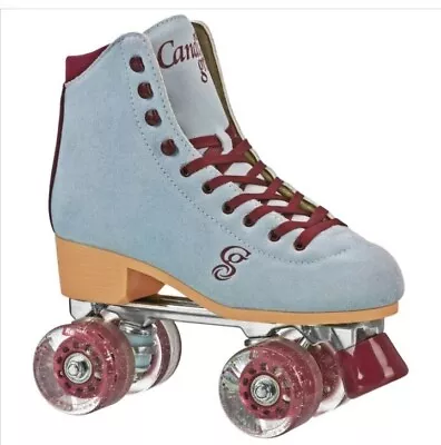 Candi Girl CARLIN Brushed Suede Blue & Burgundy Quad Roller Skates • $30