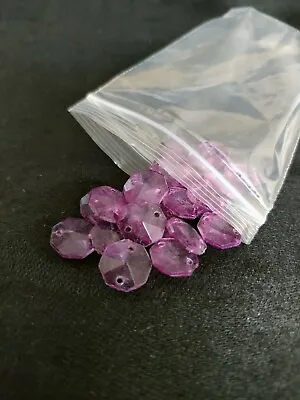 Qty 150 Octagonal Round Plastic Purple Craft Beads • £1.50