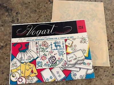 🌺  Vtg Vogart #224 - Beautiful Popular Hot Iron Embroidery Transfer Pattern Ff • $12.99