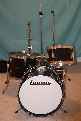 Ludwig Black Junior Drum Set Used ( Cymbals Extra Snare & Toms Included) • $500
