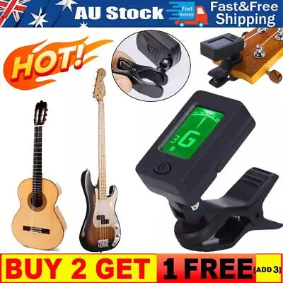 Digital Chromatic LCD Clip On Tuner For Guitar Ukulele Violin Acoustic Electric✅ • $10.99