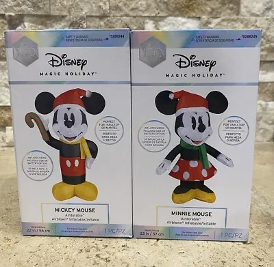Gemmy Disney Mickey & Minnie Mouse Set 22 In Christmas Inflatable USB/Battery • $29.98